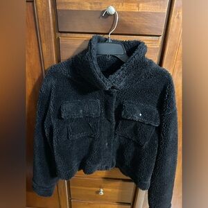 Black Sherpa cropped sweater.